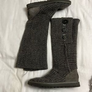 Ugg gray fold over sweater tall boot with buttons